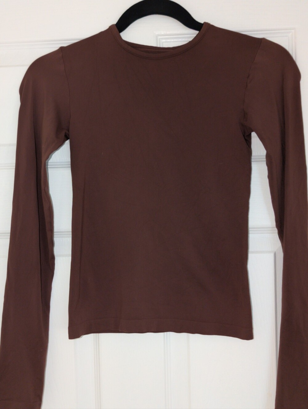 SKIMS S Brown Long Sleeve Crewneck Top Cocoa